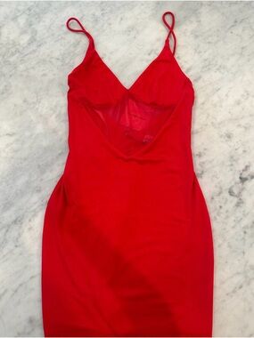SUPERDOWN Red Slip Dress with Spaghetti Straps